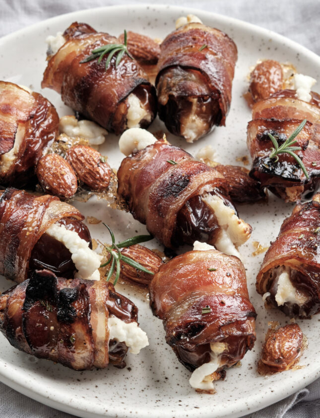 Cheese Stuffed Dates Wrapped in Bacon