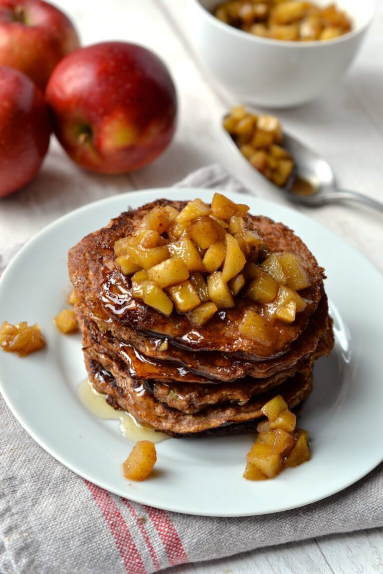 Apple Cinnamon Pancakes Topped with Stewed Apples - Women of Today