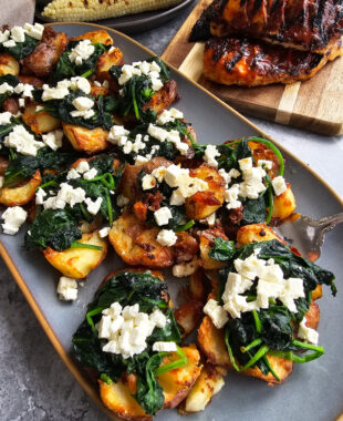 Spinach and Feta Smashed Potatoes